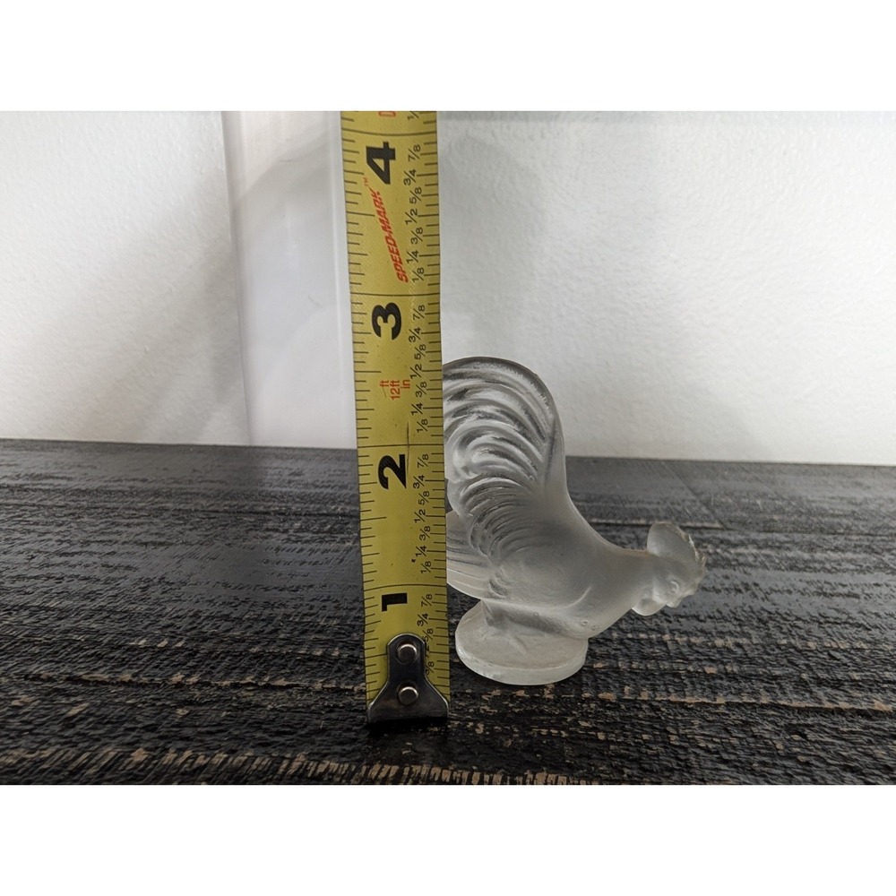 Lalique Rooster Stamp Signed Frosted Glass Statue France 2.5" RARE *READ* - Picture 10 of 11